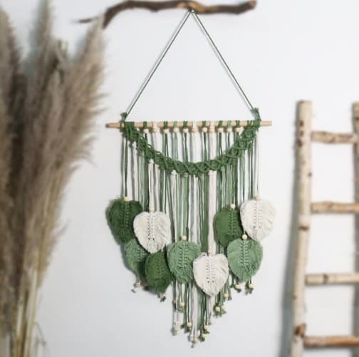 Hot-selling Woven Leaf Hanging Decoration, Artistic B&B Wall Decor, Bohemian Leaf Woven Tapestry