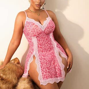 Plus size European and American Amazon/eBay cross-border lingerie factory modal slit sexy pajamas two-piece set
