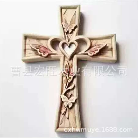 Solid Wood Natural Butterfly Decorative Cross Pendant for Lovers Friendship Love Prayer Cross