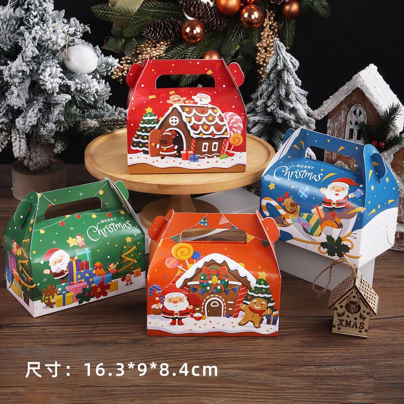 Christmas cupcake boxes, handheld pastry boxes, Christmas Eve apple candy and cookie gift boxes wholesale