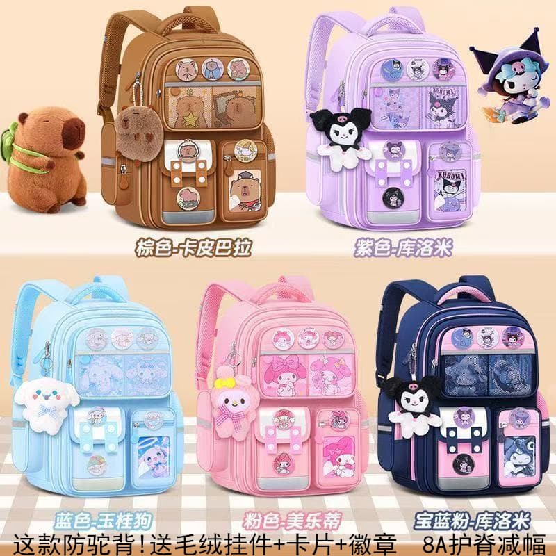 Schoolbags for primary school students cartoon spine protectors for boys and girls in grades 1, 3 and 6 to reduce the burden of children aged 6-12 years old backpacks wholesale
