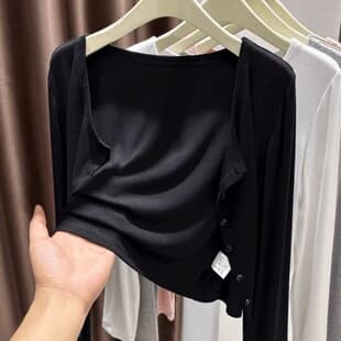 Gray Sun Protection Cardigan for Women 2026 Summer Outer Layer for Slip Dress Shawl Air Conditioning Room Outer Wear Ice Silk Shirt Versatile Jacket