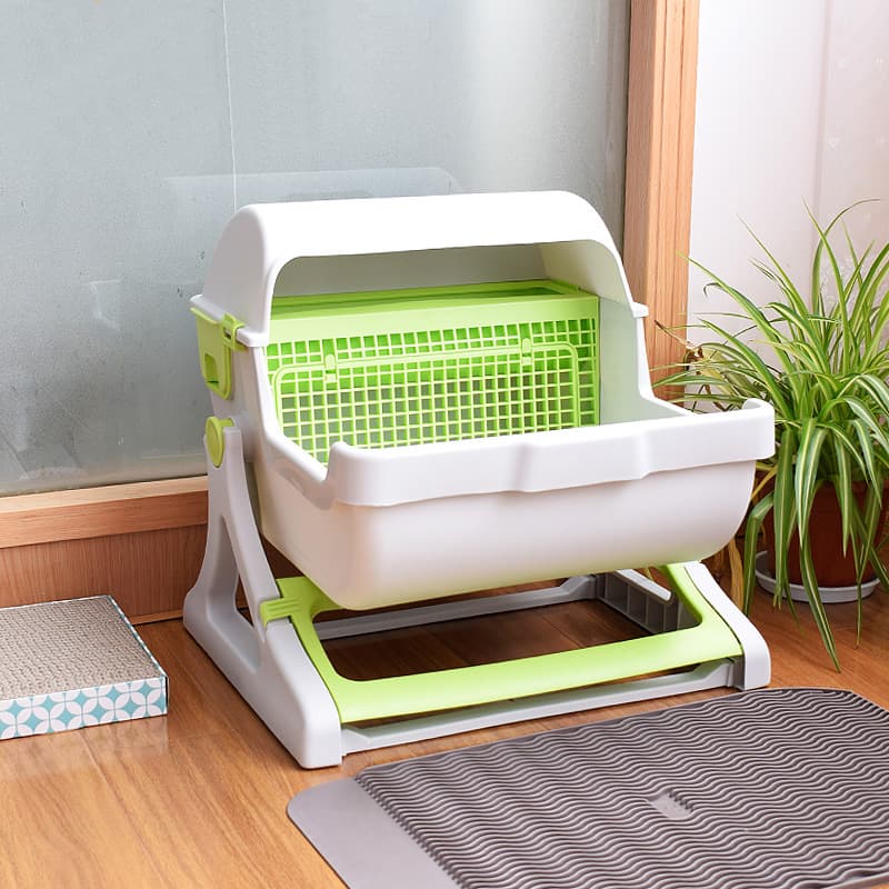 Semi-Automatic Large Cat Litter Box, Easy to Clean, Semi-Enclosed Design Prevents Litter Tracking, Pet Supplies