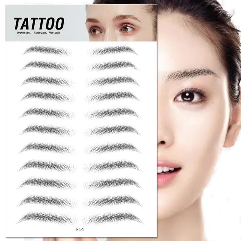 Waterproof Eyebrow Tattoo Stickers 3D Embroidered Eyebrow Patch Semi-permanent Black Eyebrow Drawing Card for Beginners