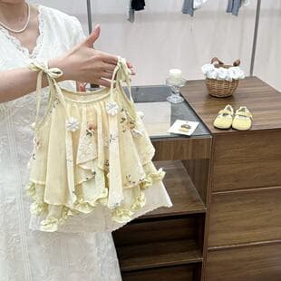 2026 Summer New Girls Sweet Floral Lace Camisole and Lace Shorts Baby Fashion Set 26205