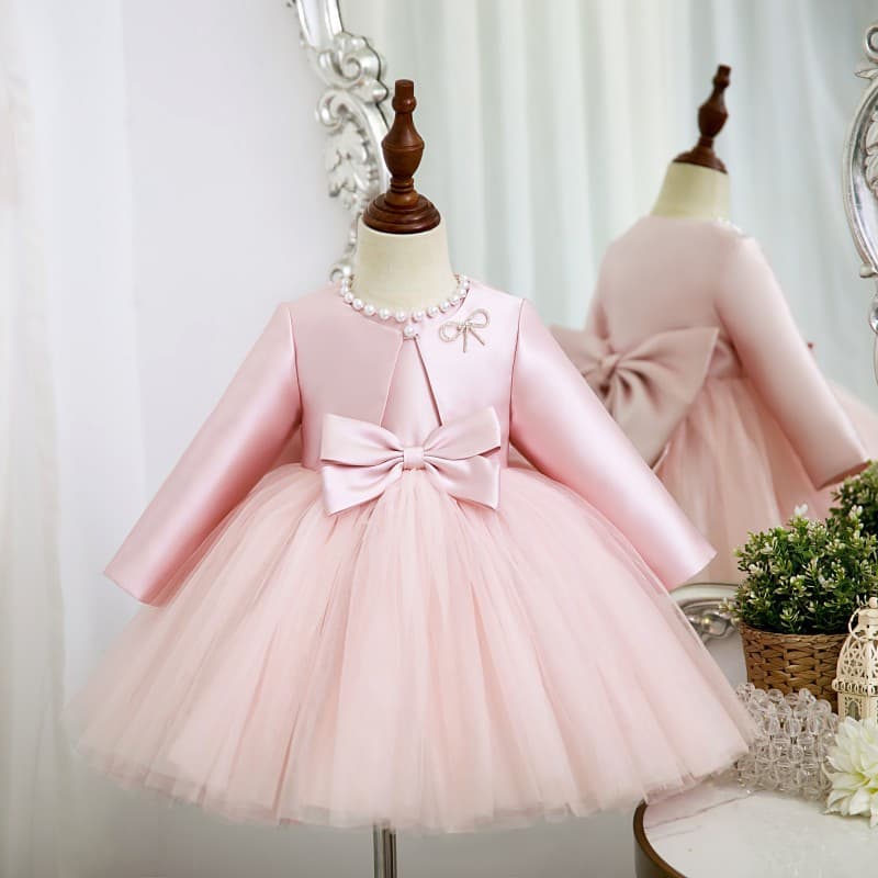 High-end Pink Children's Princess Dress Flower Girl Wedding Dress Fluffy Fashionable Gown Stage Performance Costume Two-Piece Set