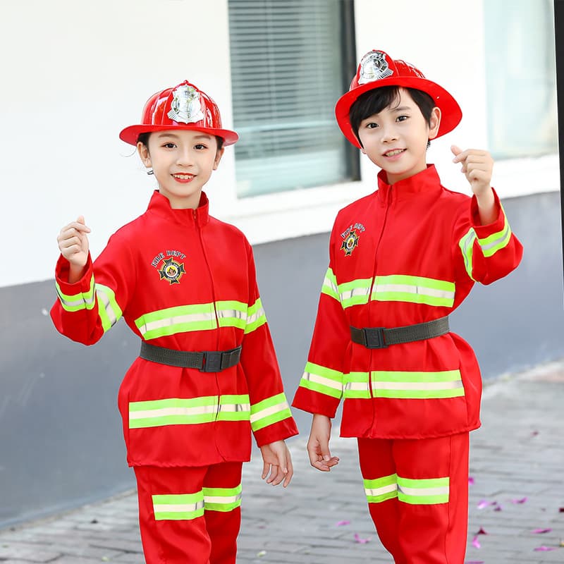Children's firefighter clothing, small firefighter professional cross-border clothing, role-playing performance clothing, parent-child fire uniform suit
