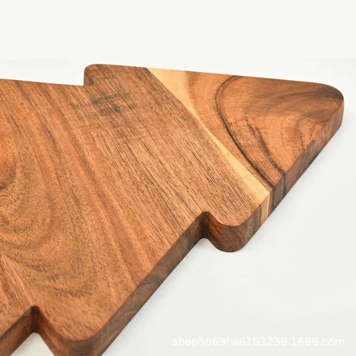 Wooden Christmas Tray Restaurant Party Christmas Tree Shaped Steak Pasta Plate Dual-Side Usable Cutting Board