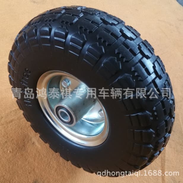 Factory production and wholesale of PU foam wheels, 10-inch 3.50-4 polyurethane wheels for warehouse carts and tool carts.