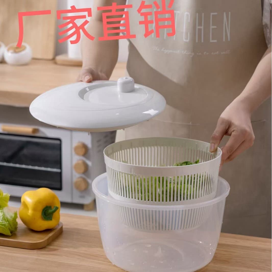 Cross-border Hot-seller Vegetable Dehydrator, Large-capacity Fruit Salad Spinner, Kitchen Draining Basket, Lettuce Manual Dehydrator