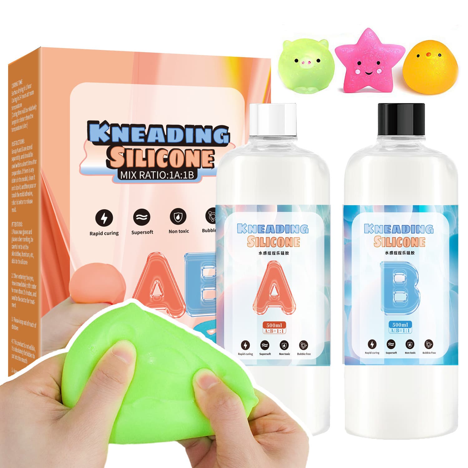 DIY Squishy Silicone - Watery & Muddy Texture, Ultra Soft Slow Rebound, Stress Relief Handmade AB Squishy Glue