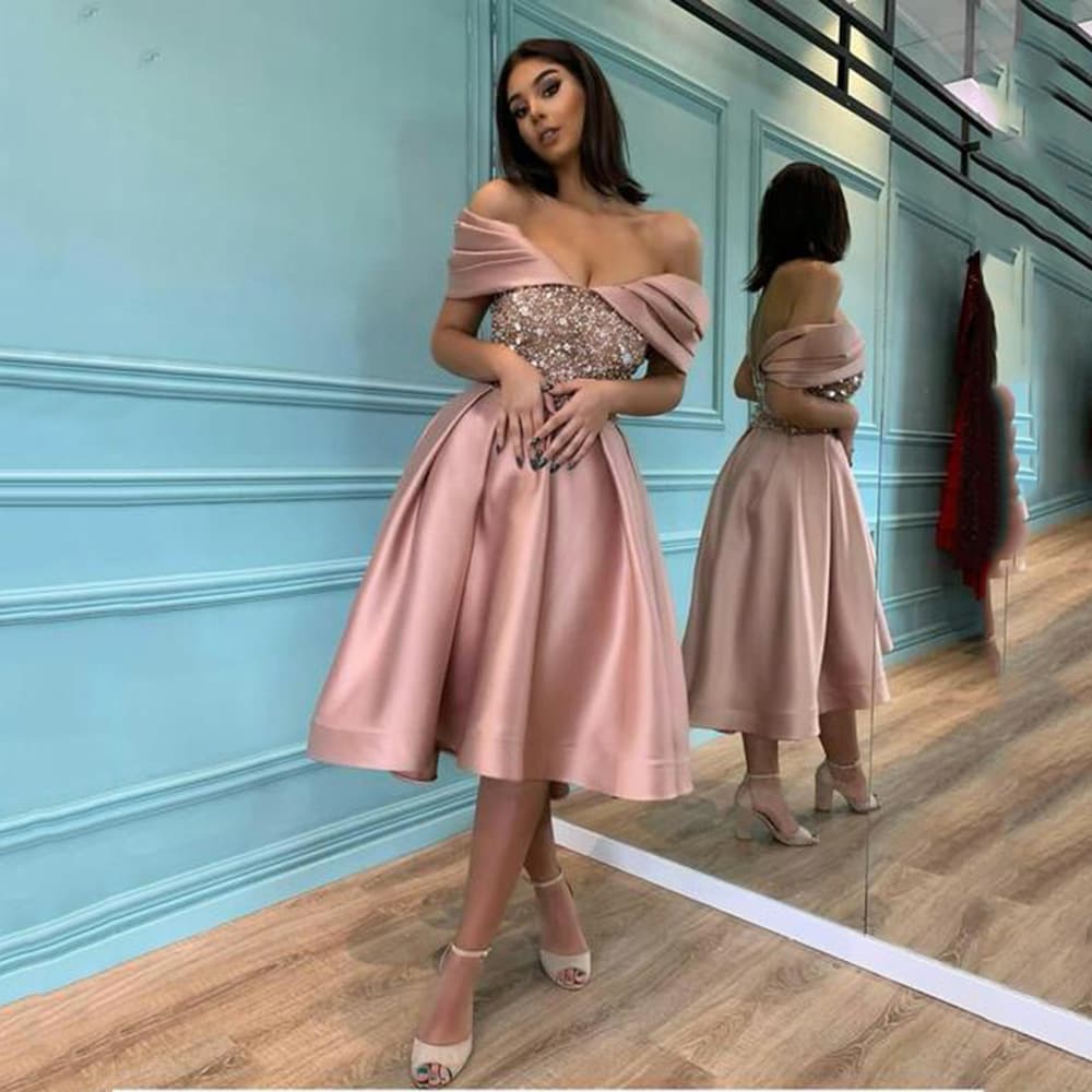 2025 New Cross-Border Women's Spring Simple Elegant Long Slim Sequin Off-Shoulder Evening Party Dress