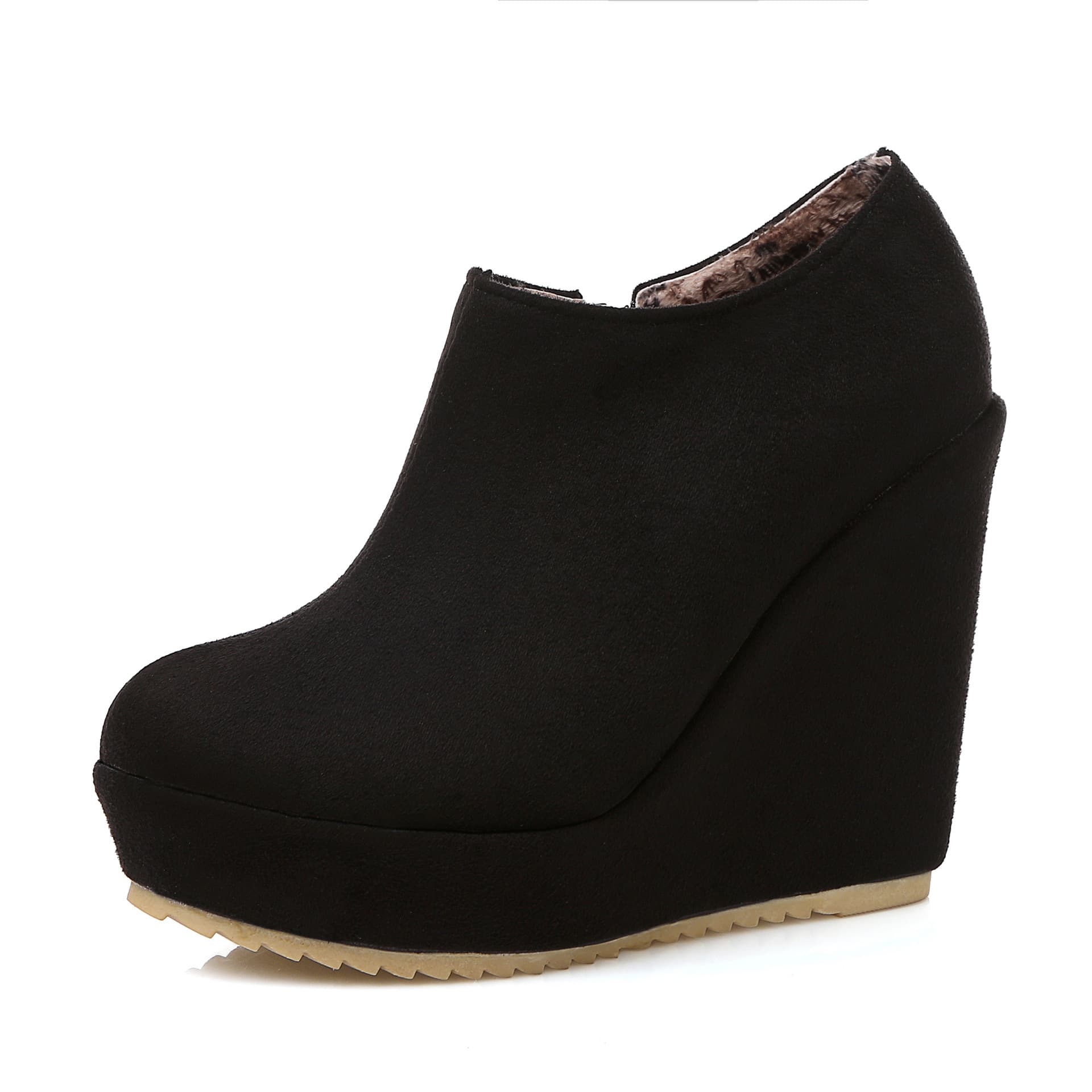 2025 New Style Wedge Heel Boots Side Zipper Women's Ankle Boots High Heel Shoes