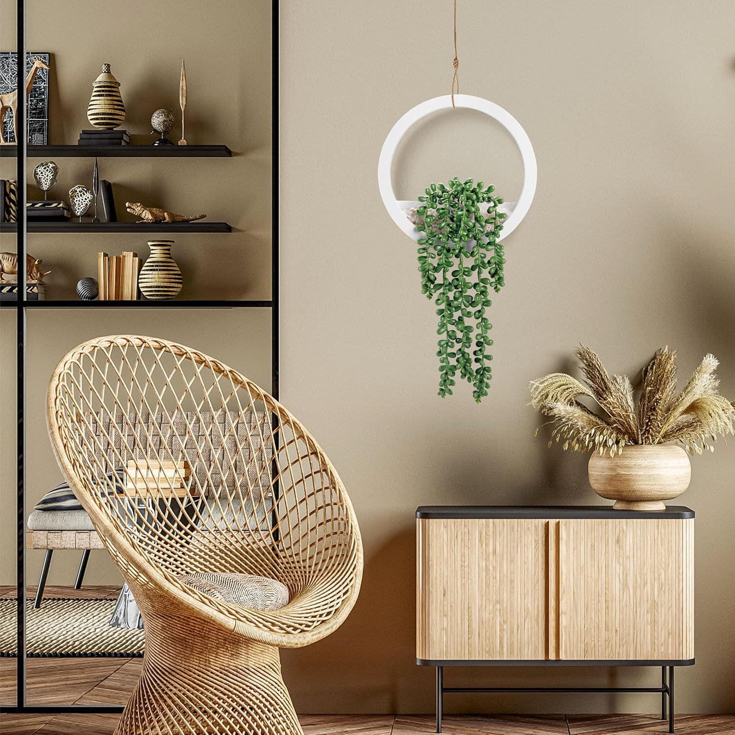 Artificial String of Pearls Hanging Succulent Plant, Living Room Bathroom Decor, Boho and Rustic Style Wall Decoration