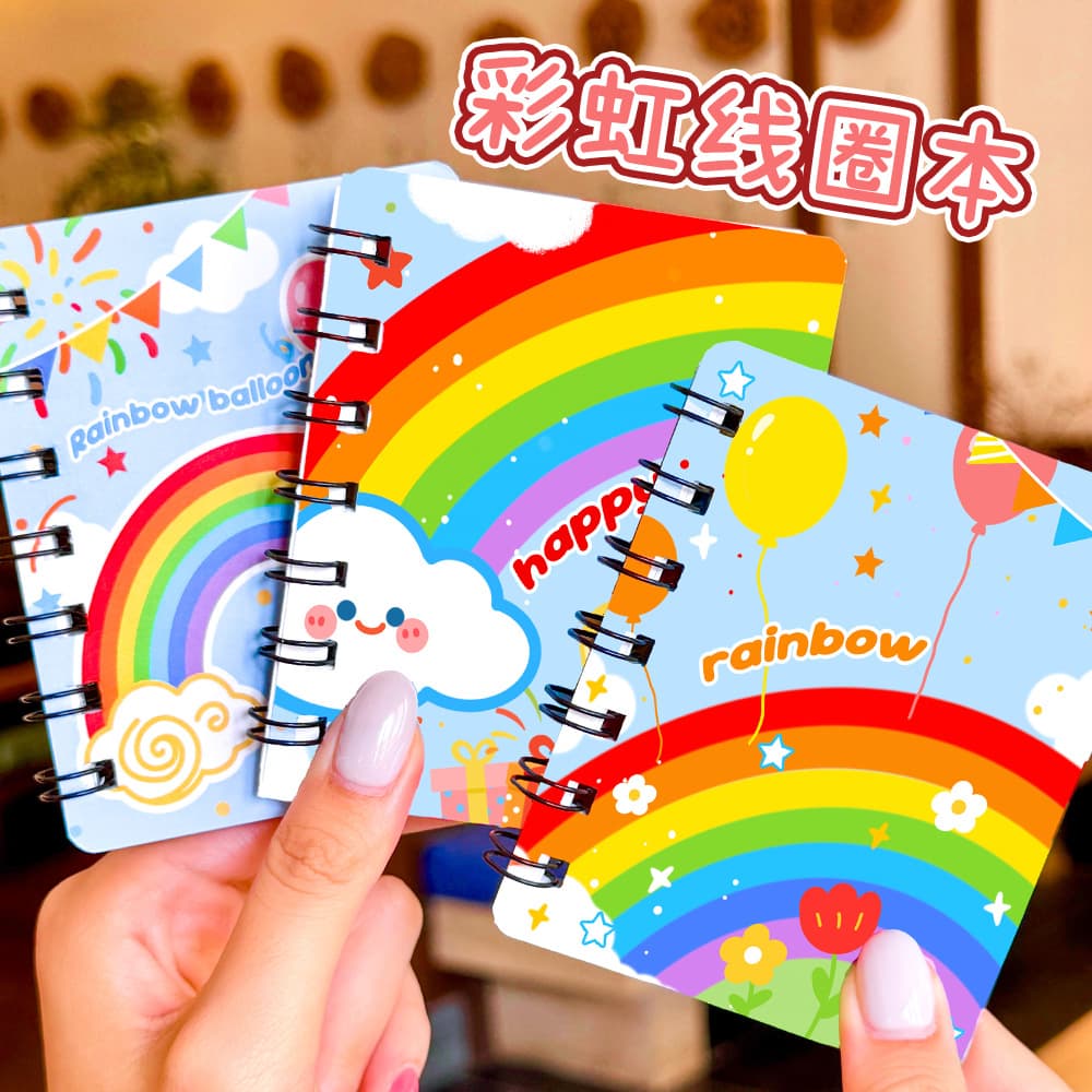 Rainbow coil notebook a7 rollover mini portable small notebook learning stationery student gift cartoon notebook