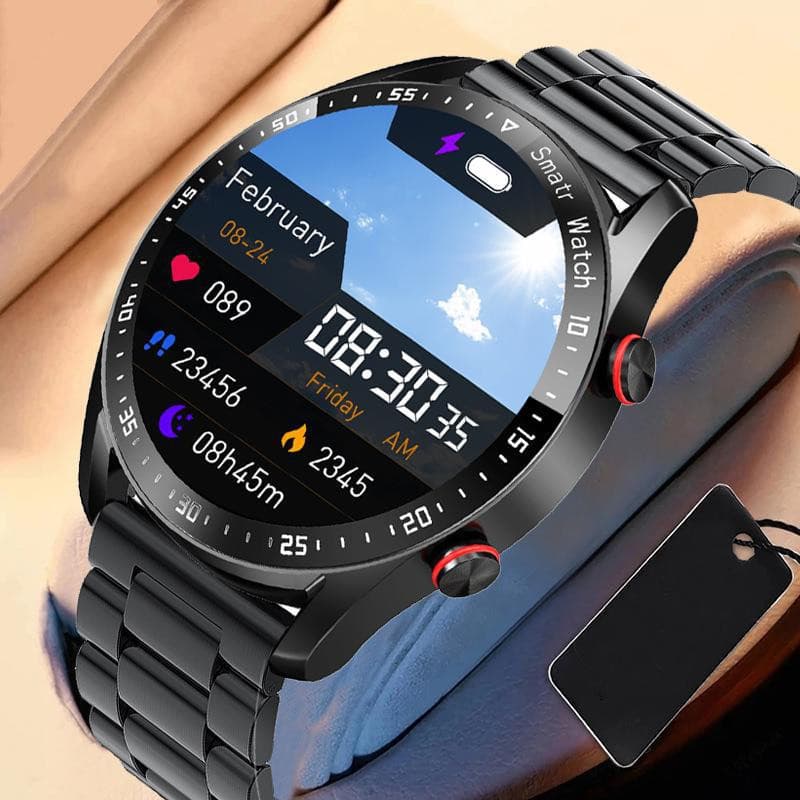Smart Watch HW20 Business Stainless Steel Strap Bluetooth Call Waterproof Men's ECG PP Modern Buckle Silicone Strap Touch Button Operation