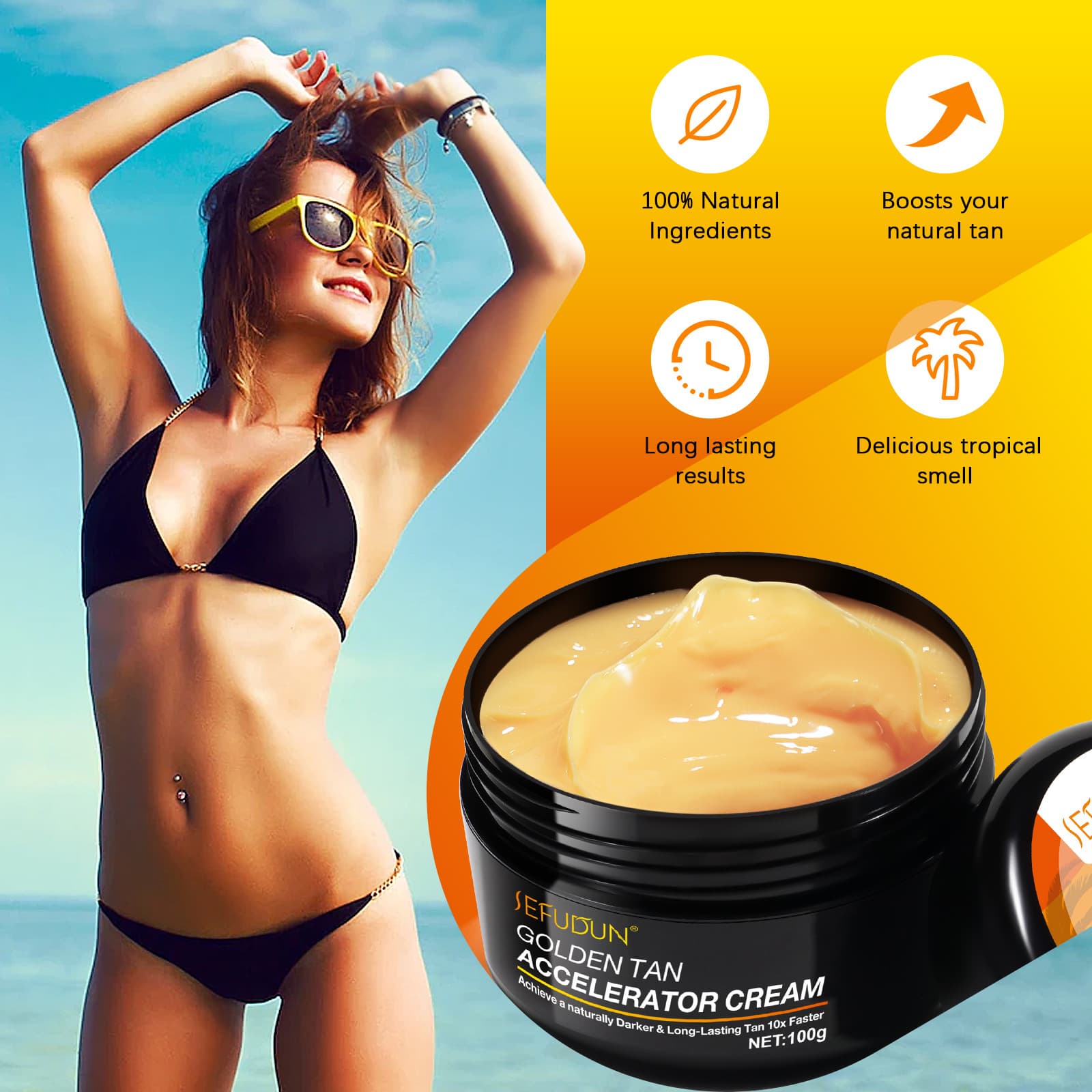 Cross-border Sefudun Tanning Cream 100g Moisturizing Skin No-Sun Bronzing Body Lotion Tanning Cream