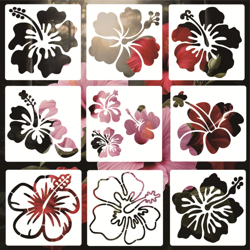 New Hibiscus Flower Cut Out Template Beautiful Hibiscus Flower Painting Template Cross-Border Plant Flower Painting Template