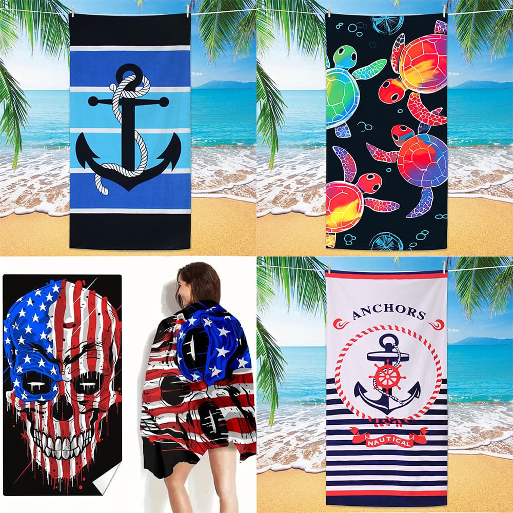 Temu Shein TikTok Dropshipping Hot-Selling Beach Towel Summer Microfiber Bath Towel Oversized for Cross-Border Ecommerce