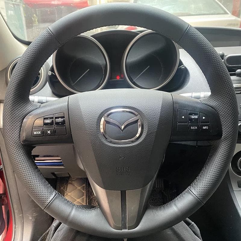 11-15 Mazda 3 Xingcheng Steering Wheel Cover Genuine Leather 14 Mazda CX-7 Wrap Hand Stitched Custom Full Coverage