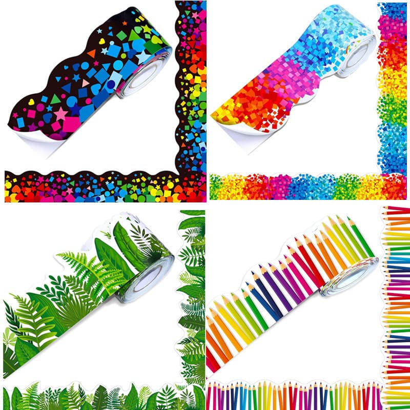 18 meters, rolled wavy border blackboard bulletin board stickers handmade crafts decorative self-adhesive stickers