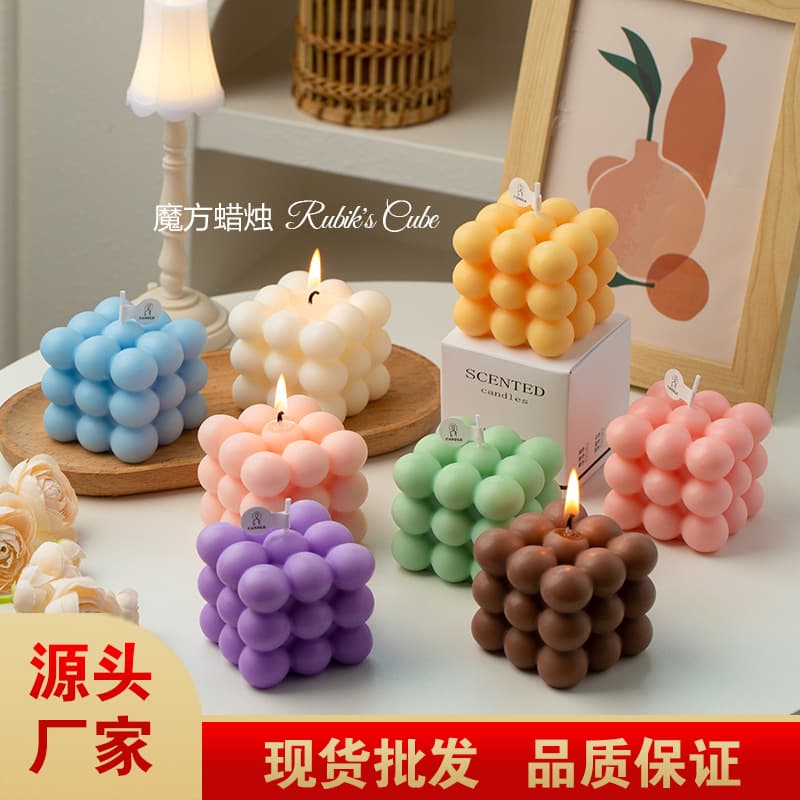 Rubik's Cube Shaped Aromatherapy Candle, Cute Atmosphere Home Decor, Photography Prop, Creative Souvenir Gift