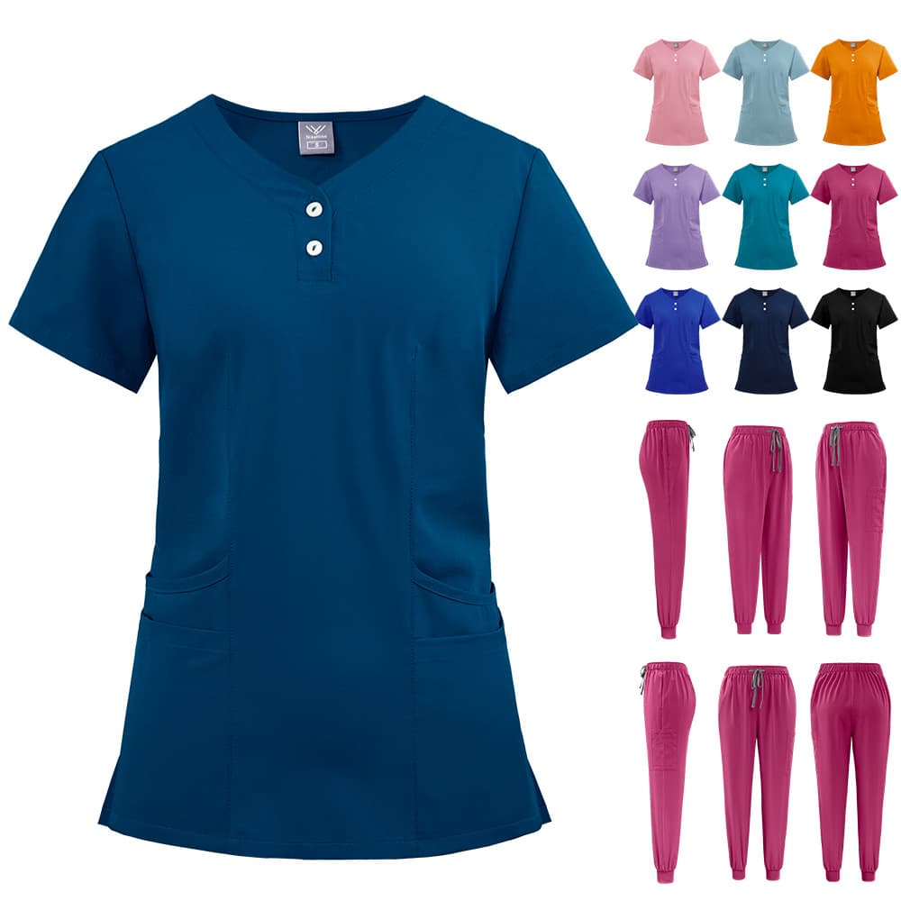 ICU Scrub Suit Pet Grooming Dental Clinic Uniform Nurse Uniform Two-Piece Short Sleeve Long Pants Set