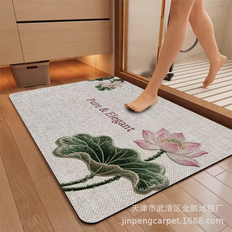 Cross-border linen floor mat non-slip bathroom large quantity in stock bedroom doorway living room absorbent quick-dry entryway rug