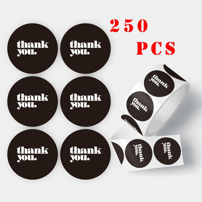 New Cross-Border Stock Black White Thank You Sticker Round Seal Sticker Gift Packaging Sealing Sticker Dessert Decoration