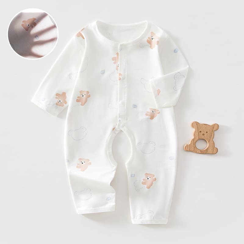 Baby summer clothes Class A open crotch jumpsuit newborn modal thin jumpsuit baby summer breathable
