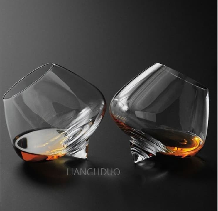 Tumbler Glass, Crystal Brandy Glass for Cognac Martell, Swivel Glass Wine Glass