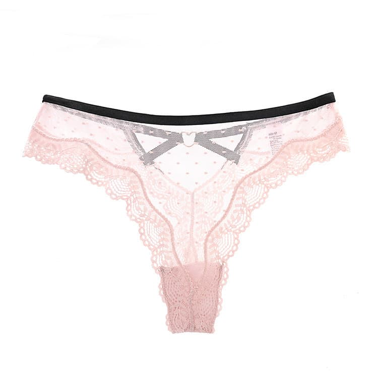 European and American Hot Peach Hollow-out Sexy Underwear for Women, Lace Pure Desire Transparent T-back Panties, Black Triangle Panties for Students