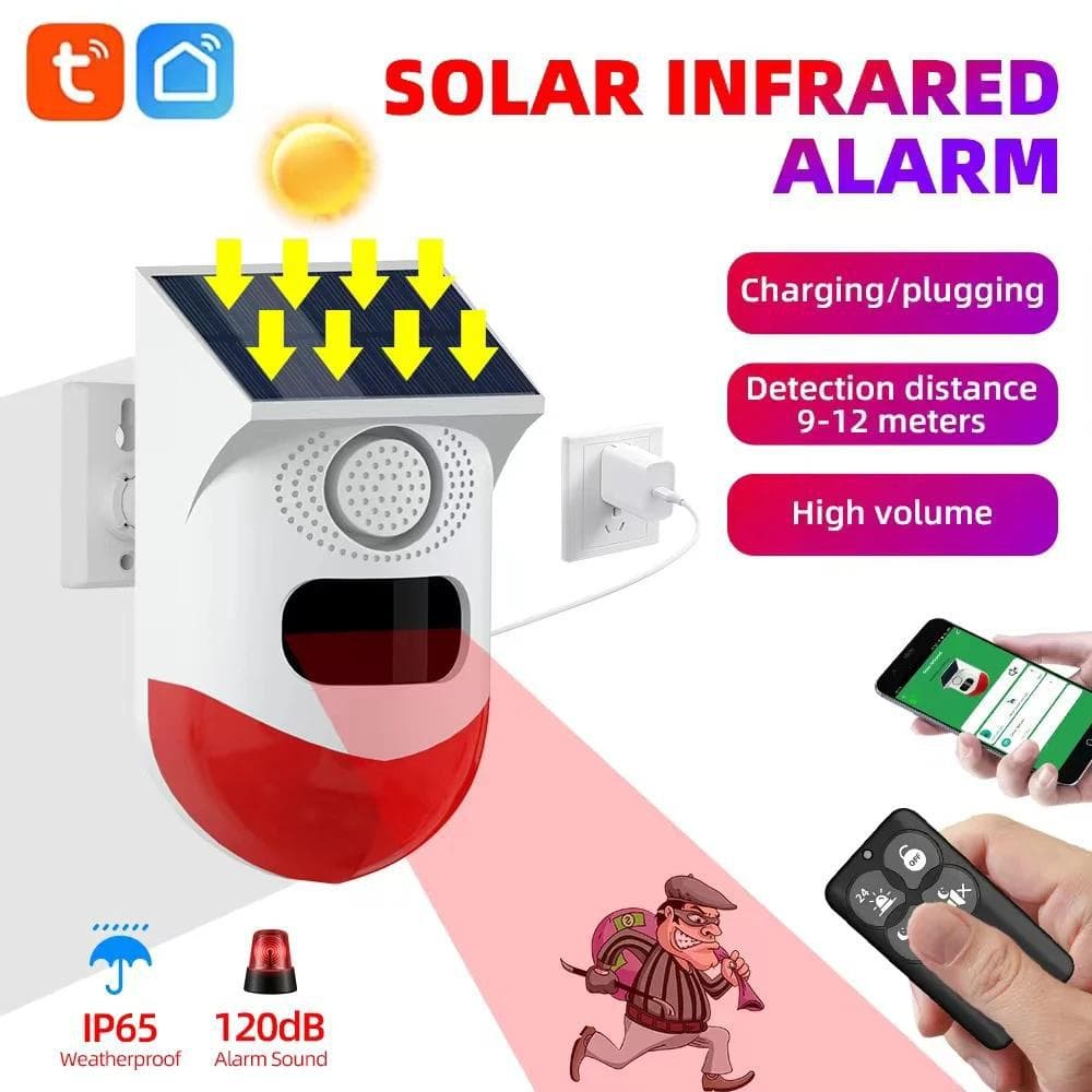 Graffiti WiFi Solar Alarm, Outdoor Smart Anti-theft Alarm, Voice Broadcaster, Infrared Sensor