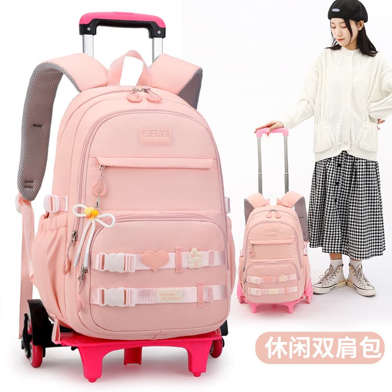 Natural Fish's new trolley backpack for elementary and middle school girls is lightweight, can be climbed, has a large capacity, and is a casual shoulder bag.