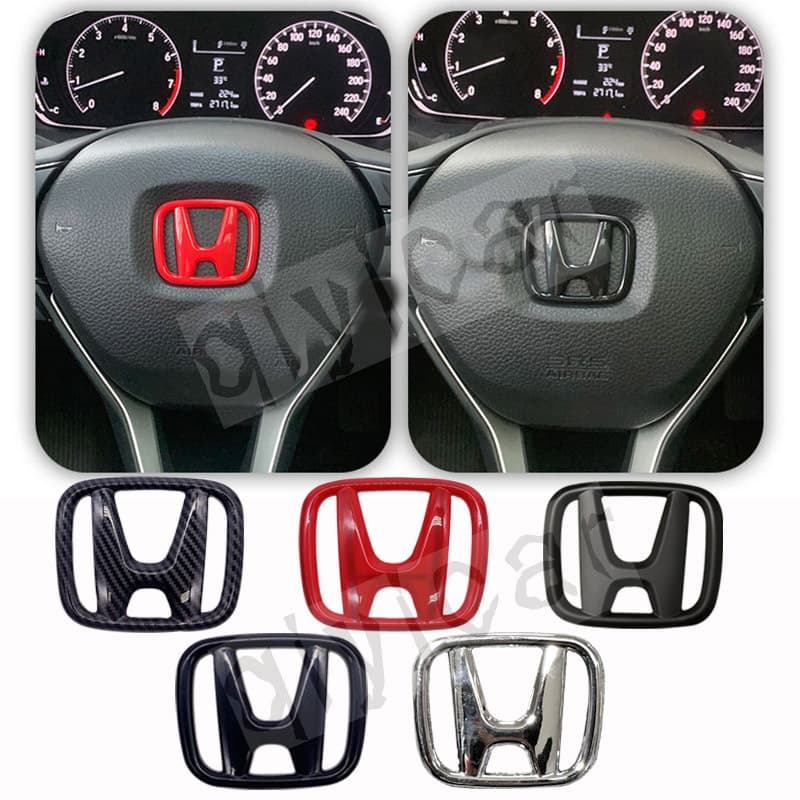 Universal Decal Sticker for Honda Black Carbon Fiber Tenth Generation Civic Tenth Generation Accord New Fit Steering Wheel Emblem