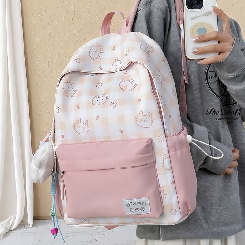 Canvas Backpack for Travel, Study Tours, Elementary, Middle, and High School Students, College Students, Mint Green and Black