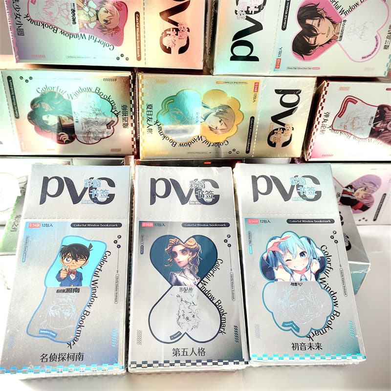 New 2D Anime PVC Stained Glass Bookmark Blind Box 2-Pack Anime Bookmark Student Collection Card Blind Bag Wholesale