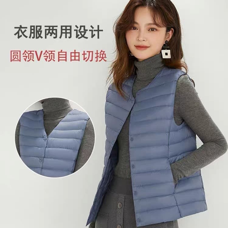 In Stock New Lightweight Down Vest for Women Warm Slim Fit Inner Layer Portable White Duck Down Waistcoat Lining Shoulder Jacket