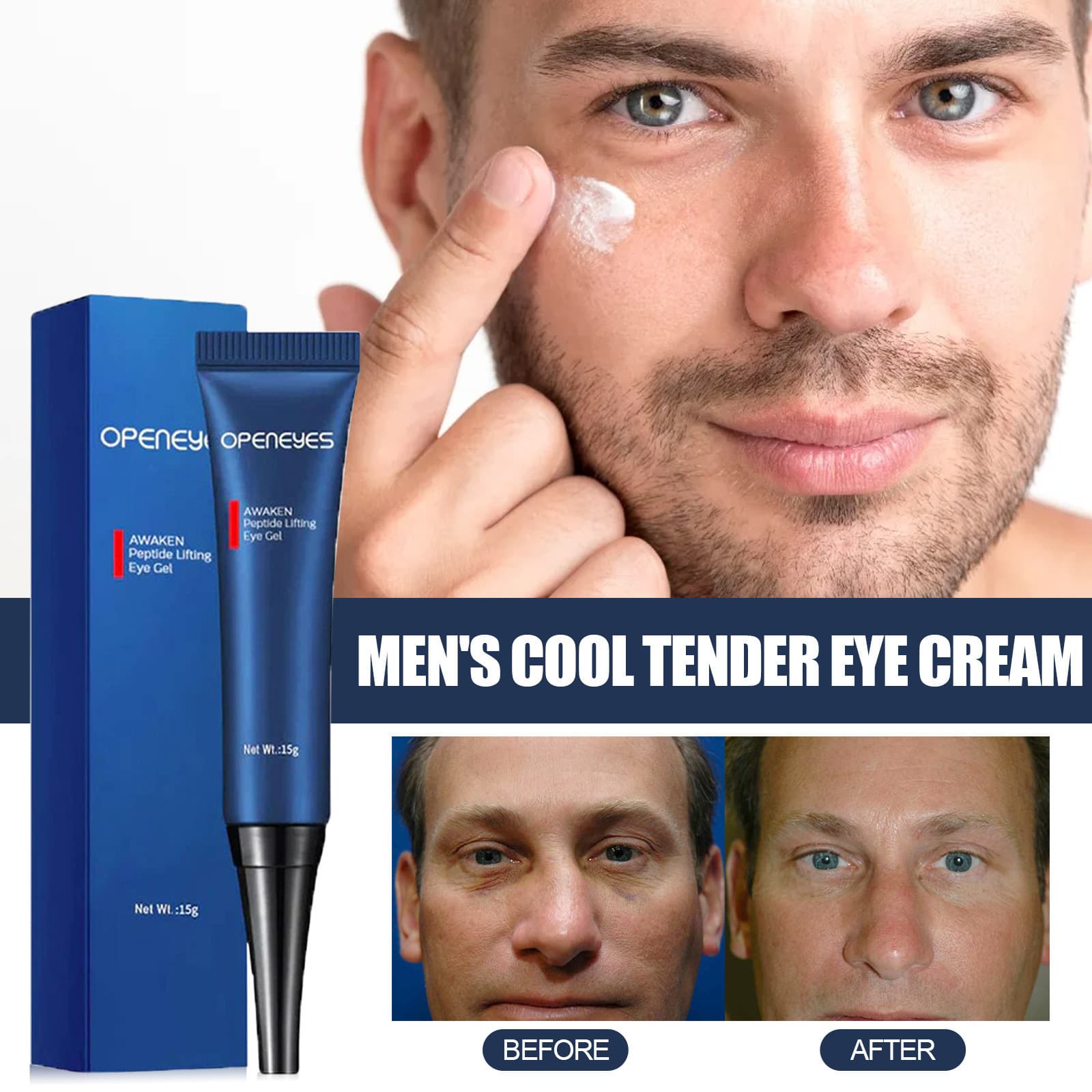 Anti-aging eye cream for men, lightening fine lines around the eyes, repairing eye bags and dark circles, hydrating and firming skin eye cream