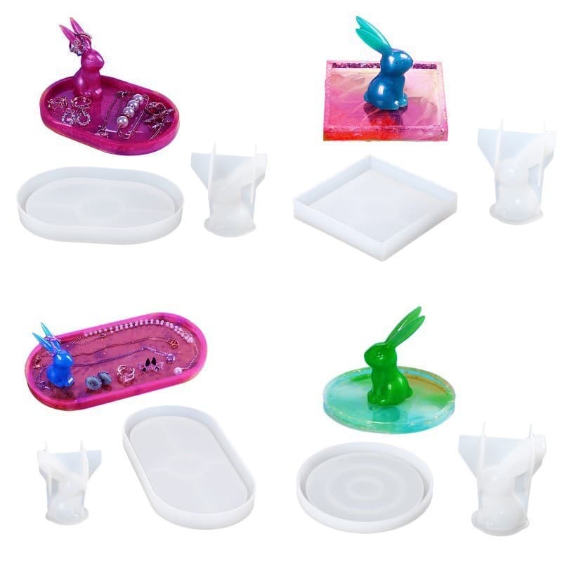 DIY Oval Coaster Epoxy Mold, Ashtray Silicone Mold, DIY Rabbit Display Tray, Mirror Decoration M Mold