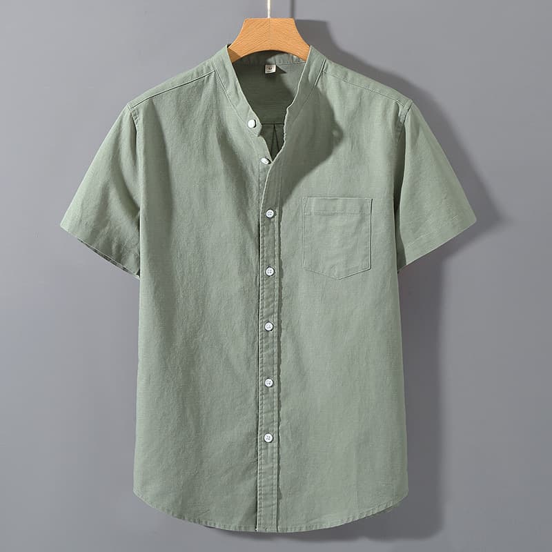 939 Linen Shirt Men Short Sleeve Loose Fit Chinese Style Summer Cotton Linen Casual Jacket Top