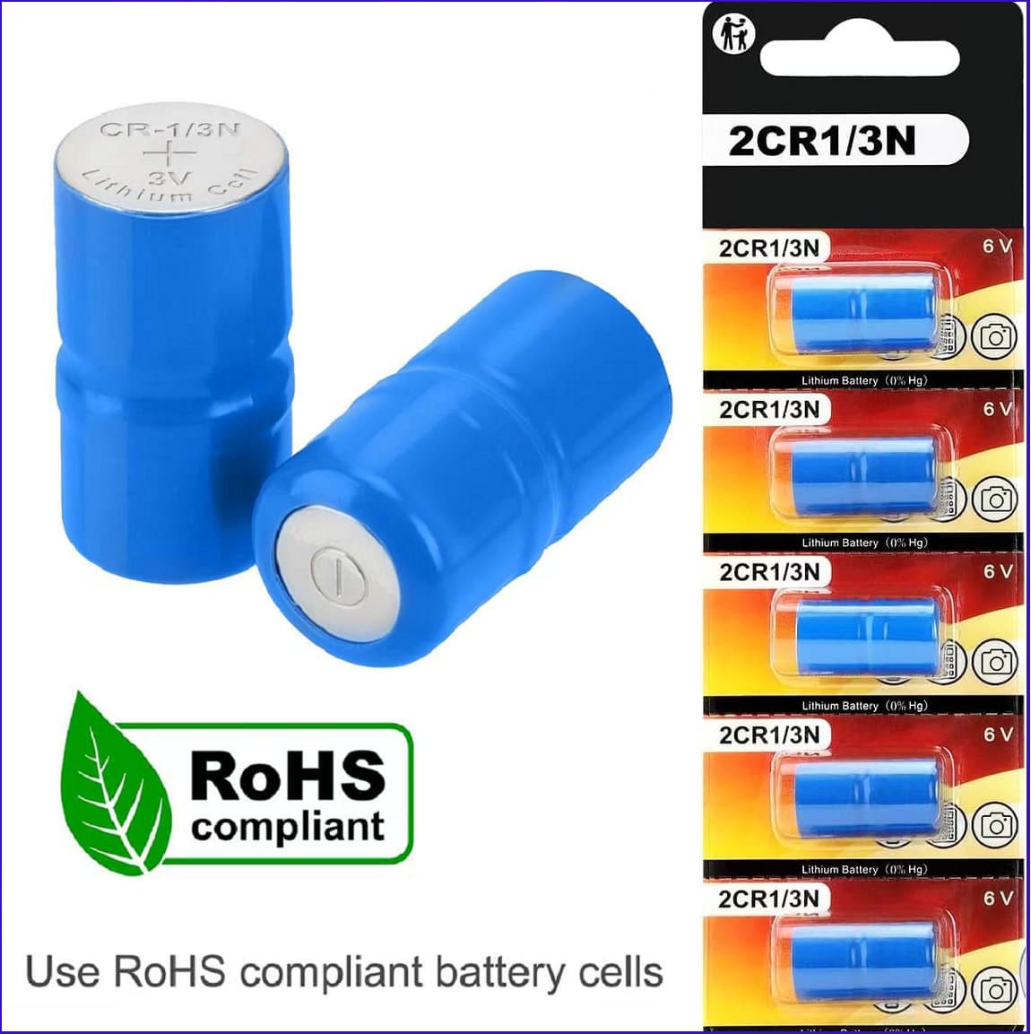 2CR1/3N 170mAh 6V Lithium Manganese Battery for Electronic Thermometer, Pet Tracker, Gun Scope