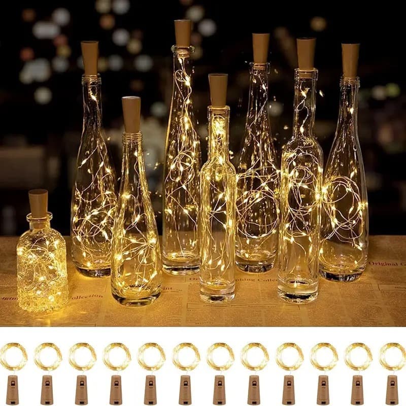 Cork Light Solar Battery Powered LED Colorful Christmas Decorative String Lights Atmosphere Copper Wire Light String Wine Cork Light