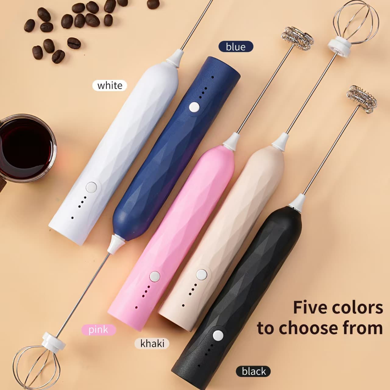 Checkered Electric Whisk Cake Cream Whipper Household Milk Frother Handheld Small Baking Tool