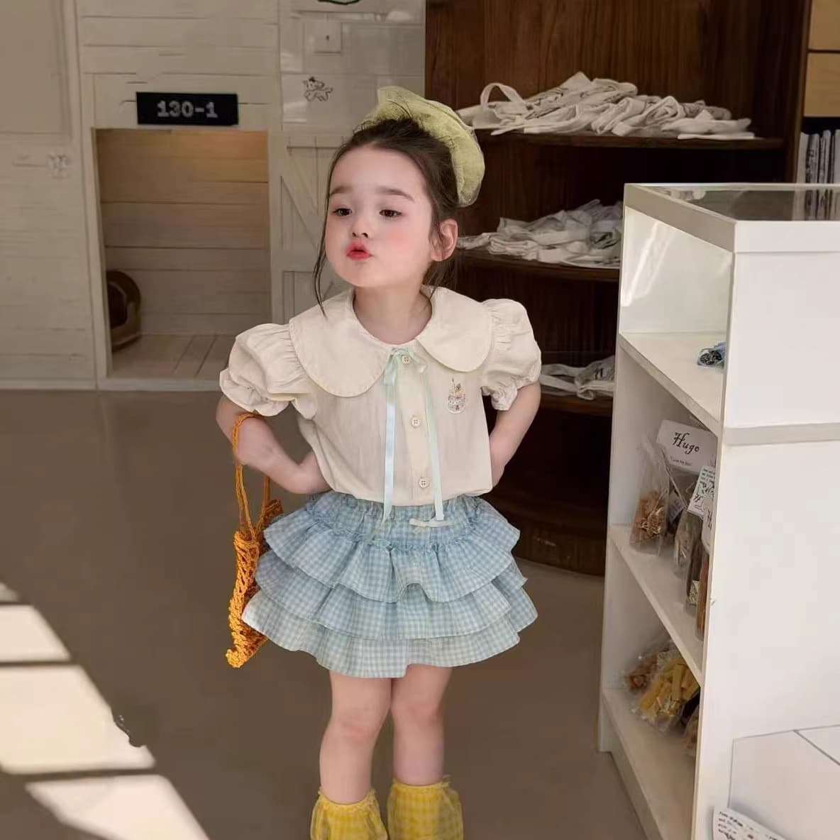 2026 Summer New Children's Clothing, Korean-style Turn-down Collar Cotton Shirt, Baby Short-sleeve Blouse for Little Girls