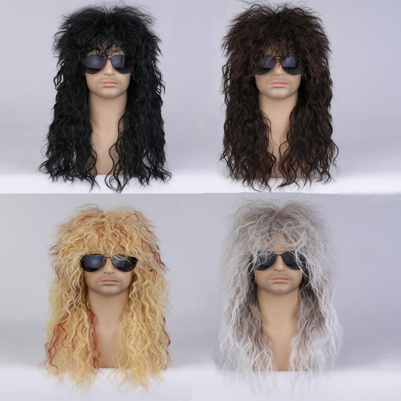 Foreign Trade Beggar Wig Long Curly Hair Stage Halloween Explosion Men's Fluffy Hairstyle Beggar Crazy Full Head Cover