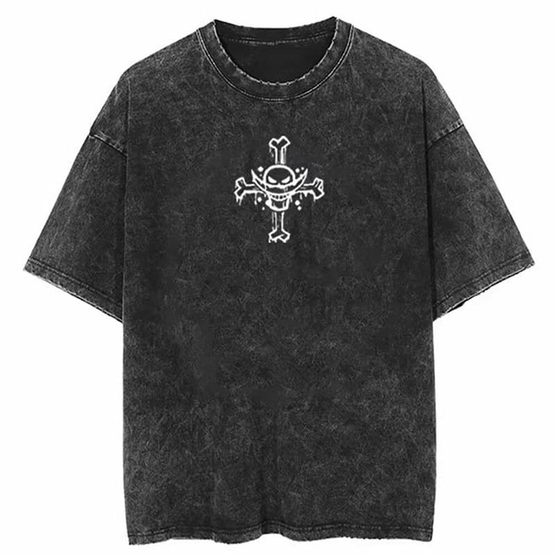 Vintage Washed T-Shirt Japanese Anime Short Sleeve Unisex One Piece Luffy