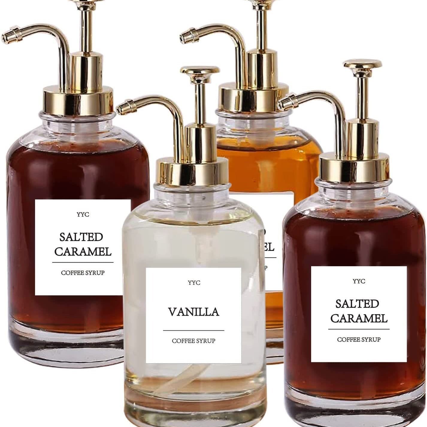 Wholesale Amazon Crystal White Material 500ml Glass Lotion Bottle Soap Dispenser Hand Sanitizer Bottle Coffee Dispenser Syrup Dispenser