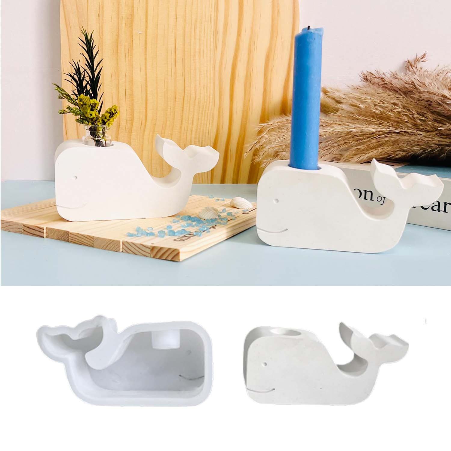 Cute Ocean Animal Silicone Mold Whale Aromatherapy Candle Holder Plaster Mold Long Candle Holder Stand Mold