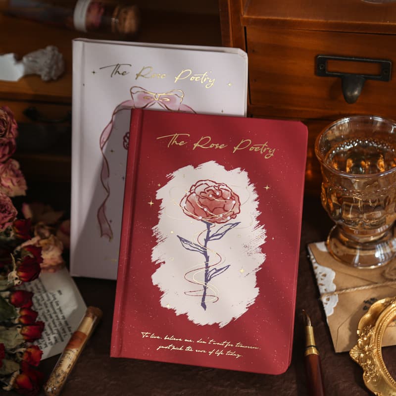 Hardcover Poetry Series Fresh Hand-drawn Plant Flower Insertion Diary Book Creative Trendy Style Single-weight Paper